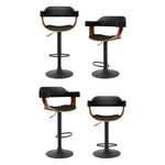 Artiss 4x Bar Stools Gas Lift Leather w/Armrest All Black - Furniture > Bar Stools & Chairs > Table & Bar Stools