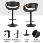 Artiss 4x Bar Stools Gas Lift Leather w/Armrest - Black - Furniture > Bar Stools & Chairs > Massage Chairs