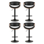 Artiss 4x Bar Stools Gas Lift Leather w/Armrest - Black - Furniture > Bar Stools & Chairs > Massage Chairs