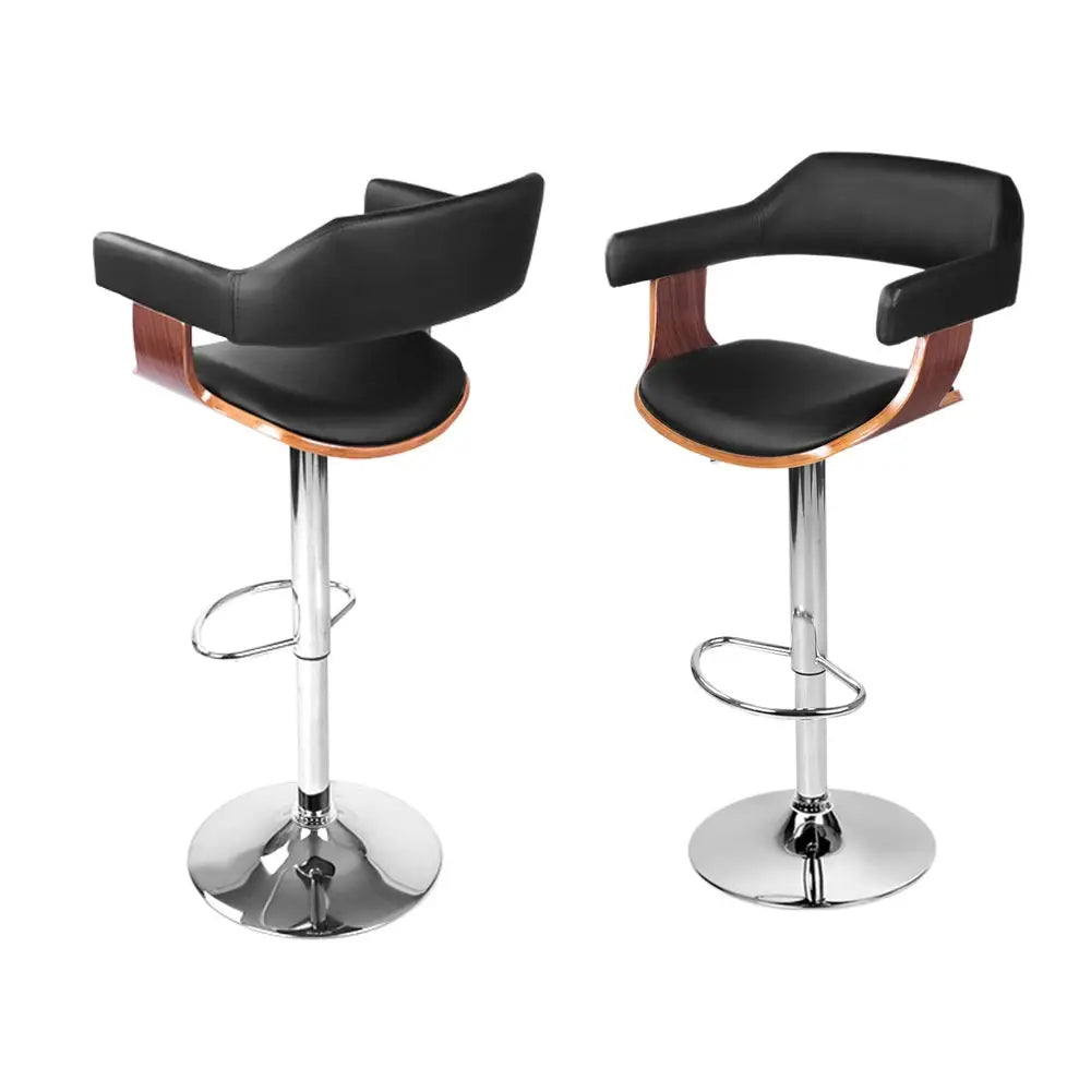 Artiss 4x Bar Stools Gas Lift Leather w/Armrest Black - Furniture > Bar Stools & Chairs > Table & Bar Stools