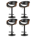Artiss 4x Bar Stools Gas Lift Leather w/Armrest - Black - Furniture > Bar Stools & Chairs > Massage Chairs