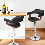Artiss 4x Bar Stools Gas Lift Leather w/Armrest Black - Furniture > Bar Stools & Chairs > Table & Bar Stools