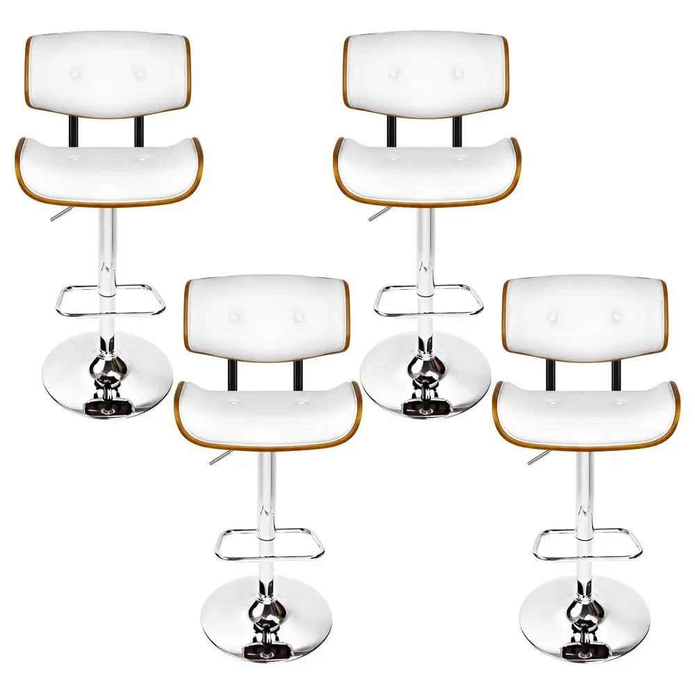 Artiss 4x Bar Stools Gas Lift Leather White - Furniture > Bar Stools & Chairs > Massage Chairs