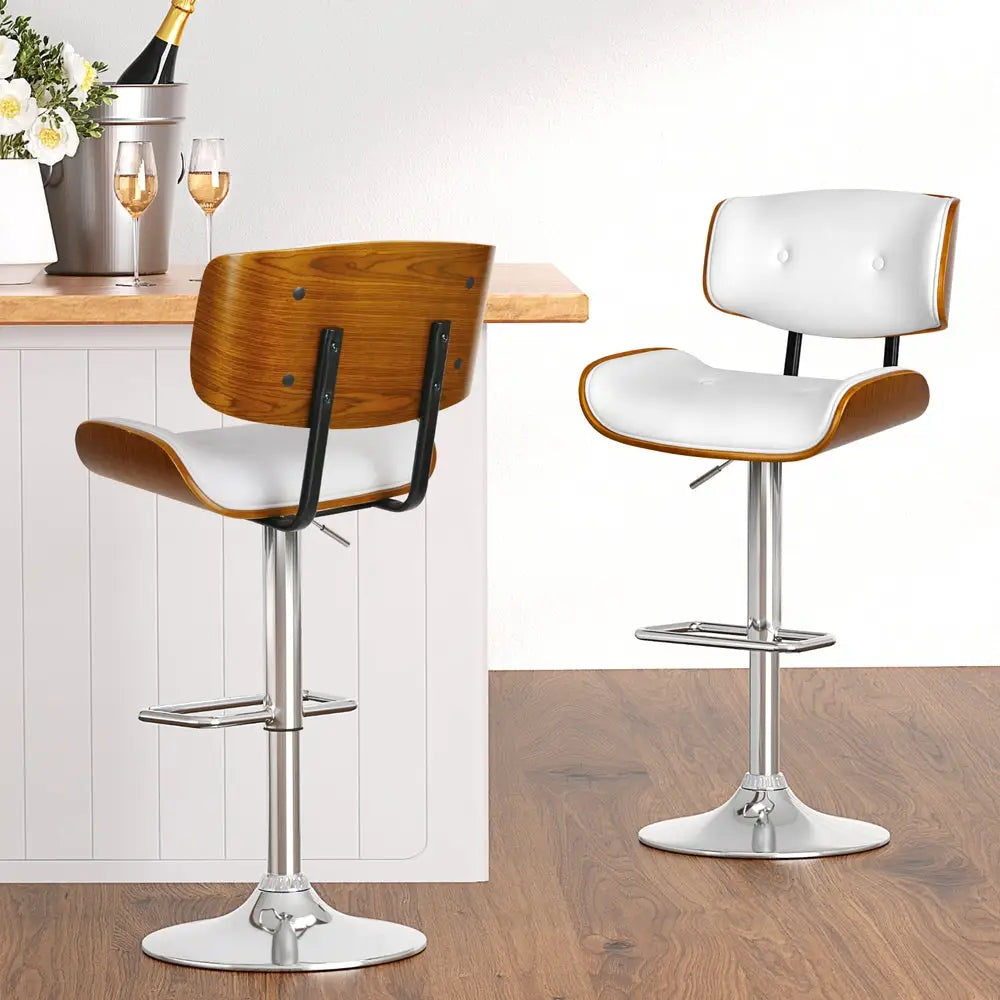 Artiss 4x Bar Stools Gas Lift Leather White - Furniture > Bar Stools & Chairs > Massage Chairs
