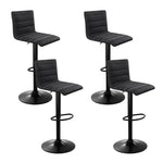 Artiss 4x Bar Stools Gas Lift Linen Fabric Black - Furniture > Bar Stools & Chairs
