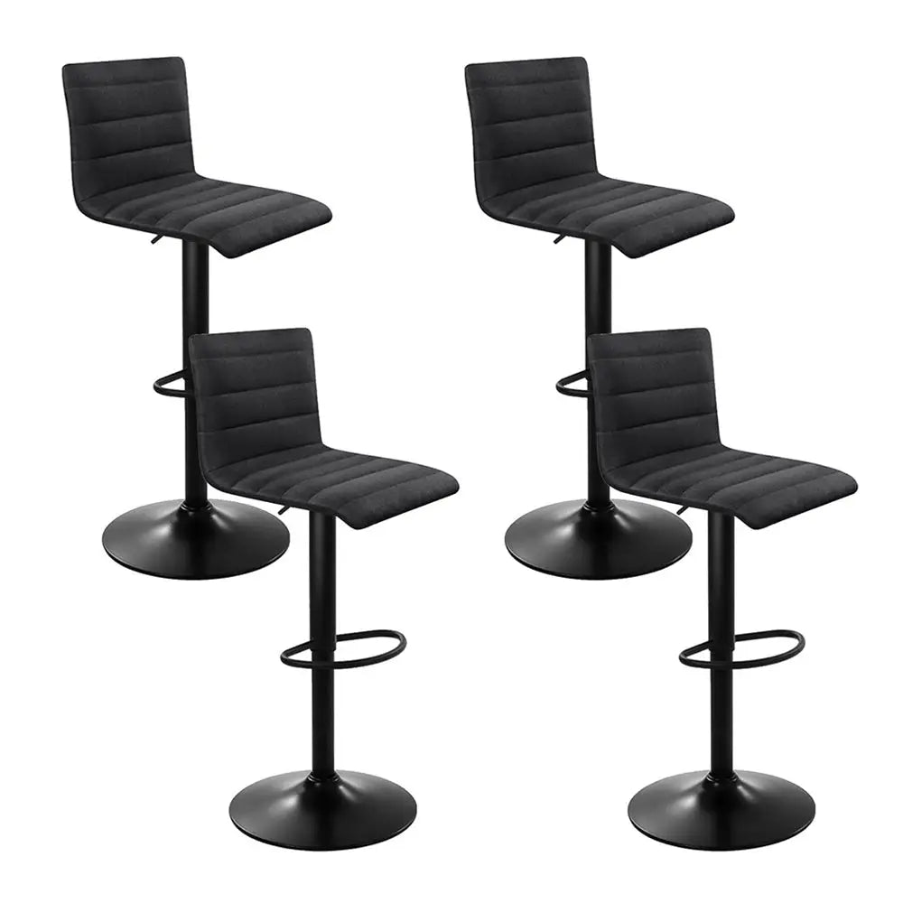 Artiss 4x Bar Stools Gas Lift Linen Fabric Black - Furniture > Bar Stools & Chairs