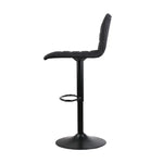 Artiss 4x Bar Stools Gas Lift Linen Fabric Black - Furniture > Bar Stools & Chairs