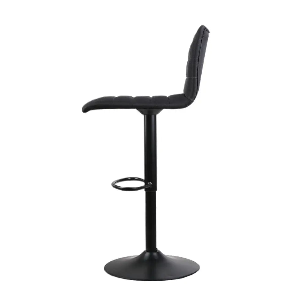 Artiss 4x Bar Stools Gas Lift Linen Fabric Black - Furniture > Bar Stools & Chairs