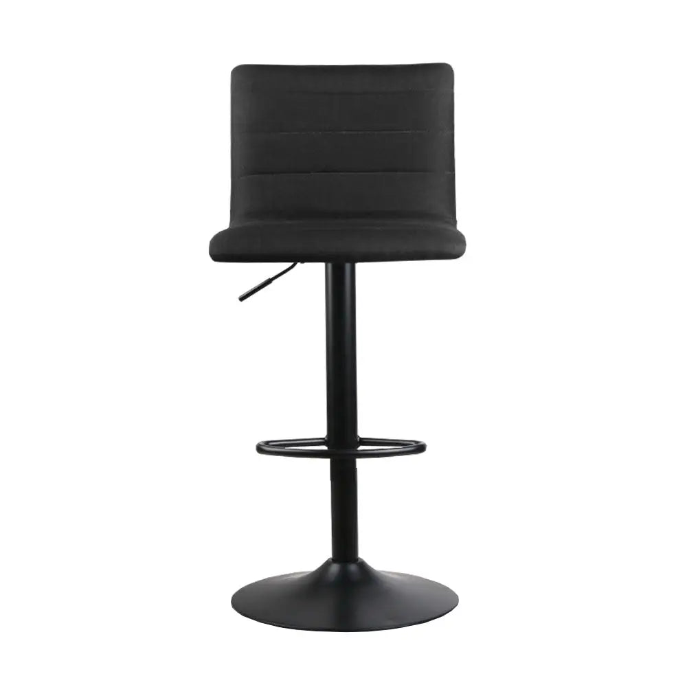 Artiss 4x Bar Stools Gas Lift Linen Fabric Black - Furniture > Bar Stools & Chairs