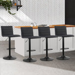 Artiss 4x Bar Stools Gas Lift Linen Fabric Black - Furniture > Bar Stools & Chairs