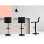 Artiss 4x Bar Stools Gas Lift Linen Fabric Black - Furniture > Bar Stools & Chairs