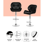 Artiss 4x Bar Stools Gas Lift Padded Leather Black - Furniture > Bar Stools & Chairs > Table & Bar Stools