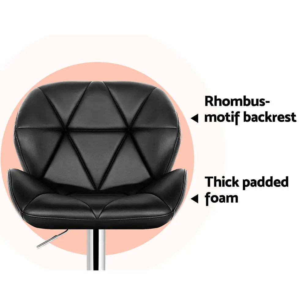 Artiss 4x Bar Stools Gas Lift Padded Leather Black - Furniture > Bar Stools & Chairs > Table & Bar Stools