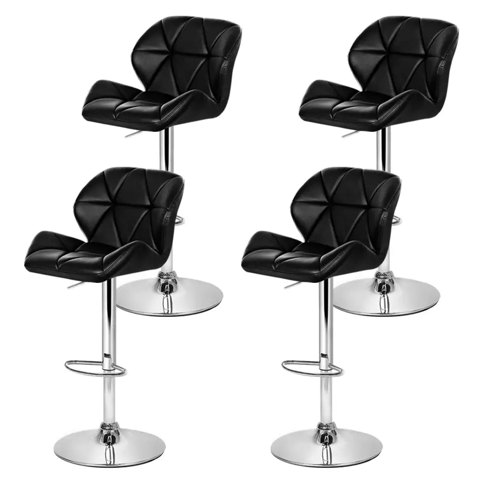 Artiss 4x Bar Stools Gas Lift Padded Leather Black - Furniture > Bar Stools & Chairs > Table & Bar Stools