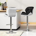 Artiss 4x Bar Stools Gas Lift Padded Leather Black & White - Furniture > Bar Stools & Chairs > Table & Bar Stools