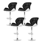 Artiss 4x Bar Stools Gas Lift Padded Leather Black & White - Furniture > Bar Stools & Chairs > Table & Bar Stools