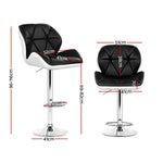Artiss 4x Bar Stools Gas Lift Padded Leather Black & White - Furniture > Bar Stools & Chairs > Table & Bar Stools