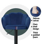 Artiss 4x Bar Stools Gas Lift Velvet Blue - Furniture > Bar Stools & Chairs > Table & Bar Stools