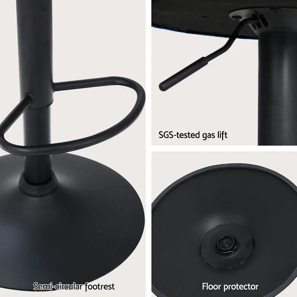 Artiss 4x Bar Stools Gas Lift Velvet Blue - Furniture > Bar Stools & Chairs > Table & Bar Stools