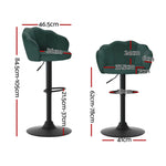 Artiss 4x Bar Stools Gas Lift Velvet Green - Furniture > Bar Stools & Chairs > Table & Bar Stools