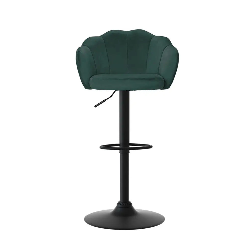 Artiss 4x Bar Stools Gas Lift Velvet Green - Furniture > Bar Stools & Chairs > Table & Bar Stools