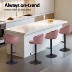 Artiss 4x Bar Stools Gas Lift Velvet Pink - Furniture > Bar Stools & Chairs > Table & Bar Stools