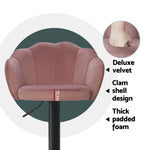 Artiss 4x Bar Stools Gas Lift Velvet Pink - Furniture > Bar Stools & Chairs > Table & Bar Stools