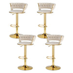 Artiss 4x Bar Stools Gas Lift Velvet Woven Backrest Ivory - Furniture > Bar Stools & Chairs > Table & Bar Stools