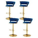 Artiss 4x Bar Stools Gas Lift Velvet Woven Backrest Navy - Furniture > Bar Stools & Chairs > Table & Bar Stools
