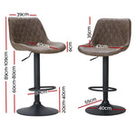 Artiss 4x Bar Stools Gas Lift Vintage Leather Brown - Furniture > Bar Stools & Chairs > Massage Chairs