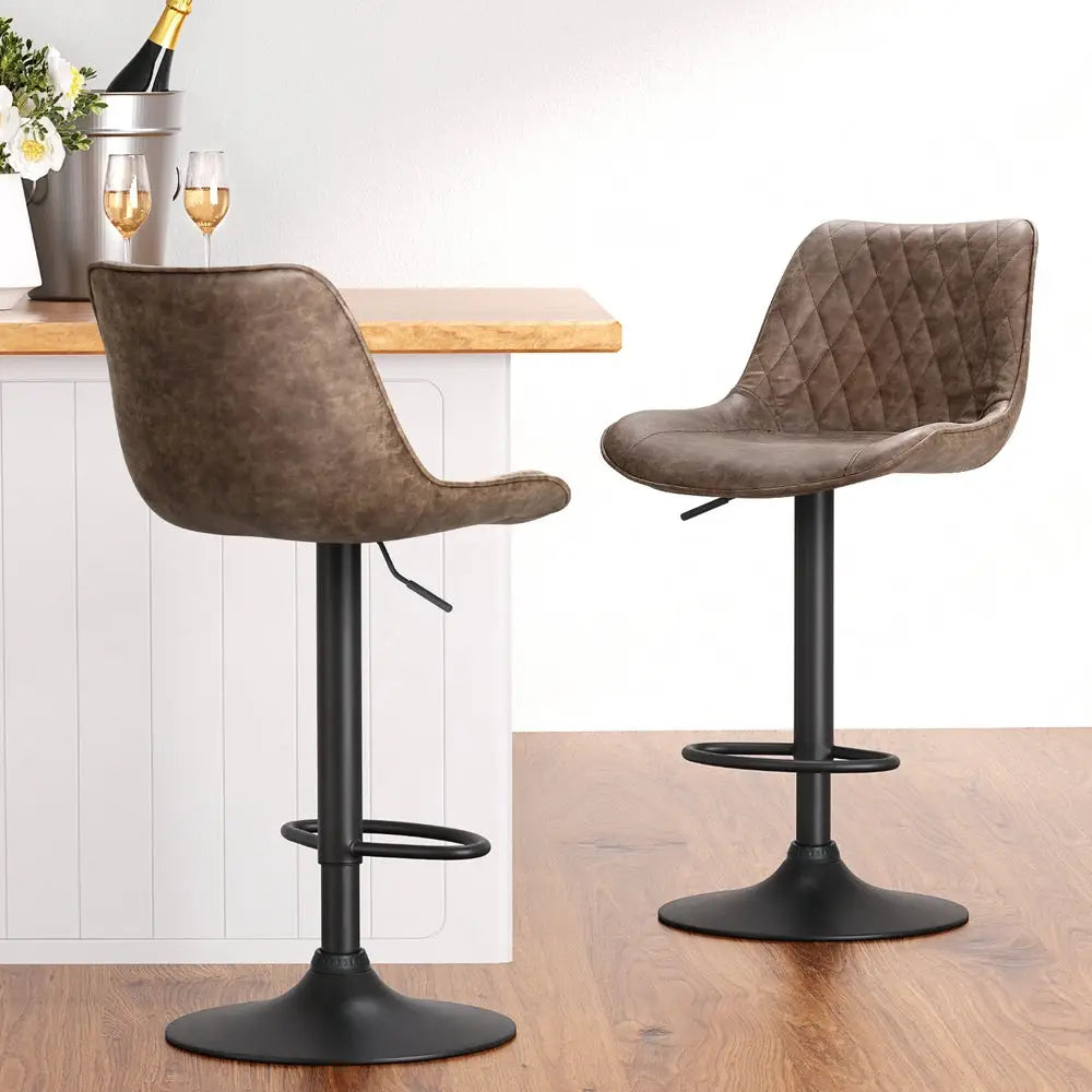 Artiss 4x Bar Stools Gas Lift Vintage Leather Brown - Furniture > Bar Stools & Chairs > Massage Chairs