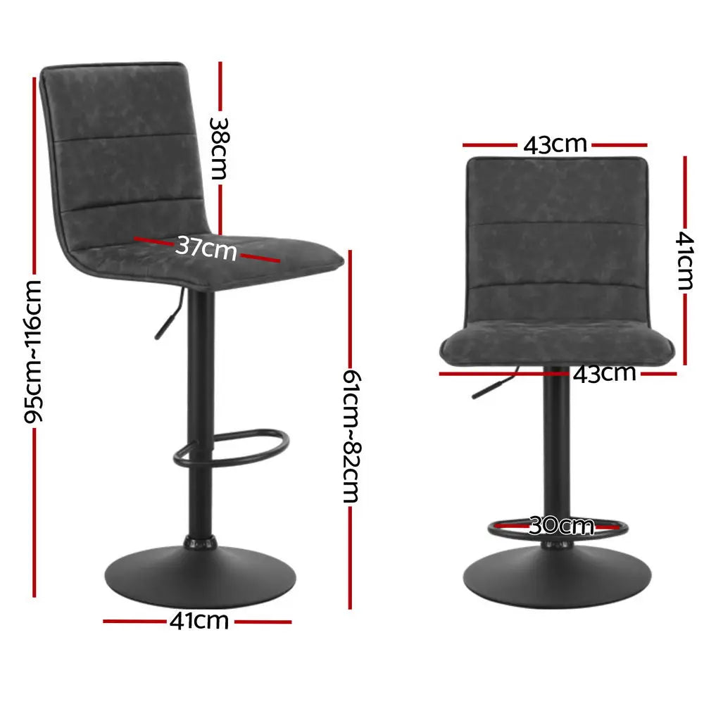 Artiss 4x Bar Stools Gas Lift Vintage Leather Grey - Furniture > Bar Stools & Chairs > Massage Chairs