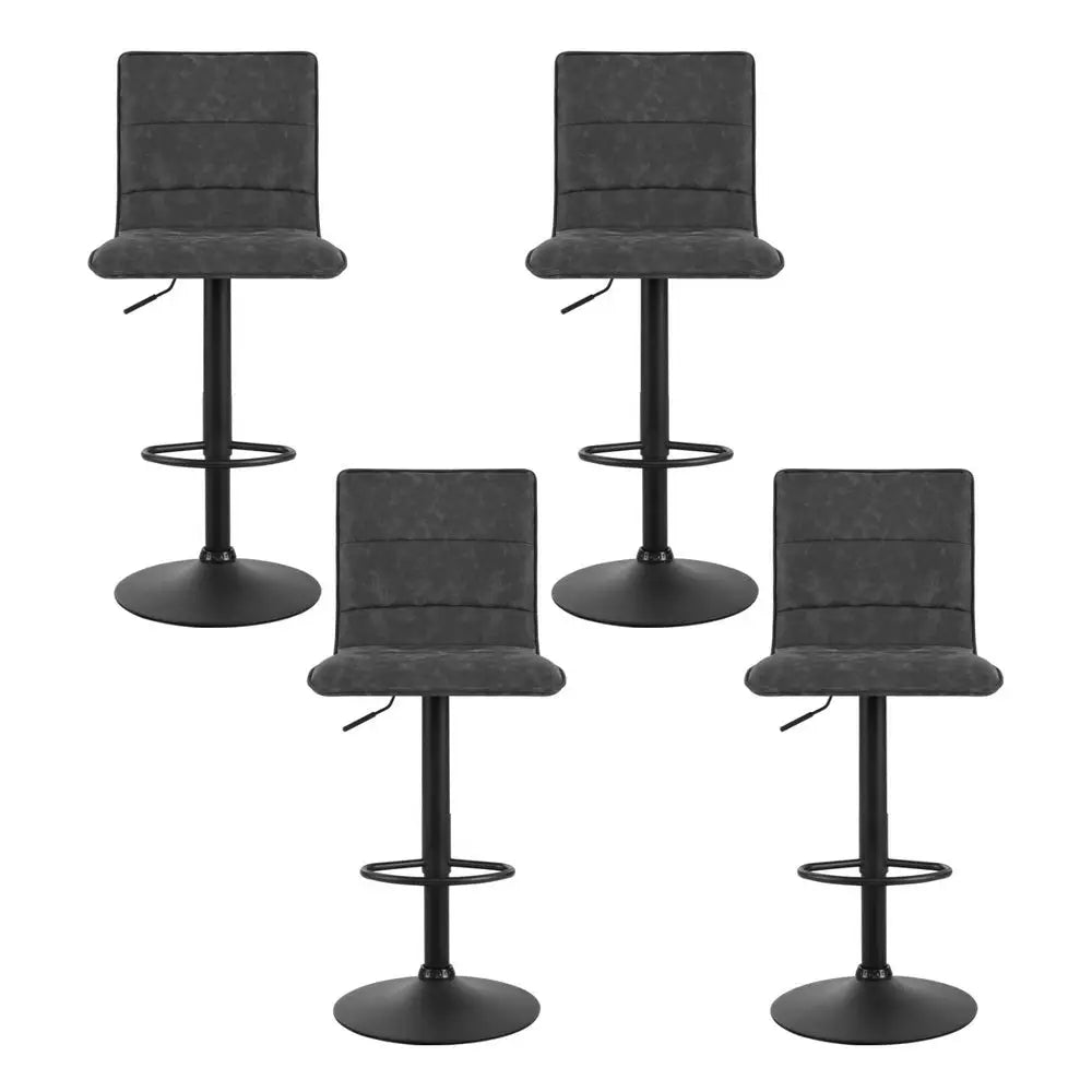 Artiss 4x Bar Stools Gas Lift Vintage Leather Grey - Furniture > Bar Stools & Chairs > Massage Chairs