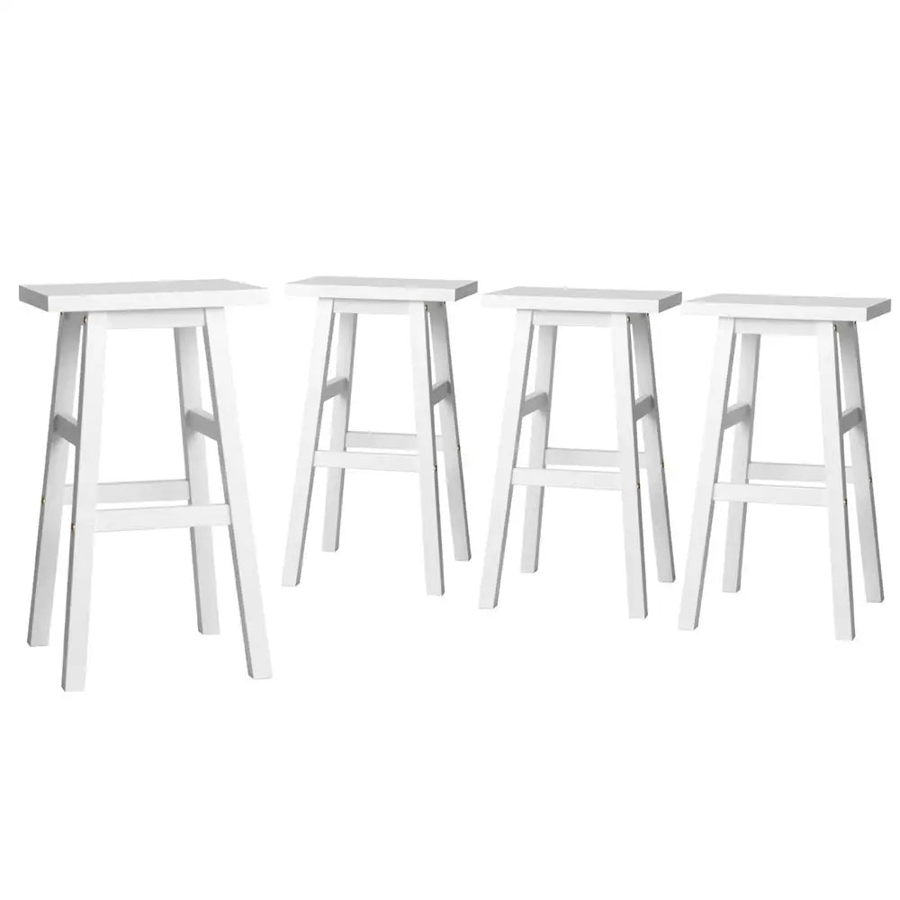 Artiss 4x Bar Stools Kitchen Chairs Wooden White - Furniture > Bar Stools & Chairs > Table & Bar Stools