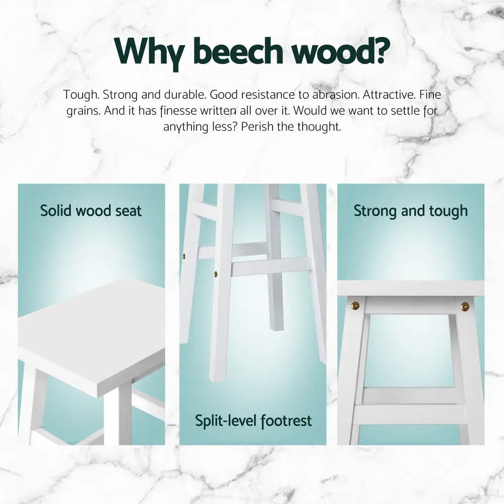 Artiss 4x Bar Stools Kitchen Chairs Wooden White - Furniture > Bar Stools & Chairs > Table & Bar Stools