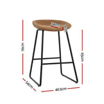 Artiss 4x Bar Stools Kitchen Dining Chairs Counter Stool PU Leather Metal Brown - Furniture > Bar Stools & Chairs >
