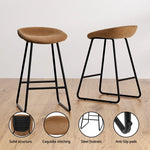 Artiss 4x Bar Stools Kitchen Dining Chairs Counter Stool PU Leather Metal Brown - Furniture > Bar Stools & Chairs >