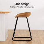 Artiss 4x Bar Stools Kitchen Dining Chairs Counter Stool PU Leather Metal Brown - Furniture > Bar Stools & Chairs >