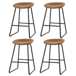 Artiss 4x Bar Stools Kitchen Dining Chairs Counter Stool PU Leather Metal Brown - Furniture > Bar Stools & Chairs >