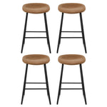 Artiss 4x Bar Stools Kitchen Dining Chairs Counter Stool PU Leather Metal Brown - Furniture > Bar Stools & Chairs >