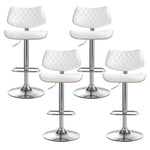 Artiss 4x Bar Stools Kitchen Dining Chairs Gas Lift Stool Wooden Leather White - Furniture > Bar Stools & Chairs >