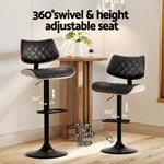 Artiss 4x Bar Stools Kitchen Dining Chairs Gas Lift Stool Wooden Leather Black - Furniture > Bar Stools & Chairs >