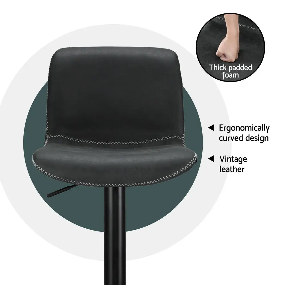 Artiss 4x Bar Stools Kitchen Swivel Gas Lift Chairs Black - Furniture > Bar Stools & Chairs > Table & Bar Stools