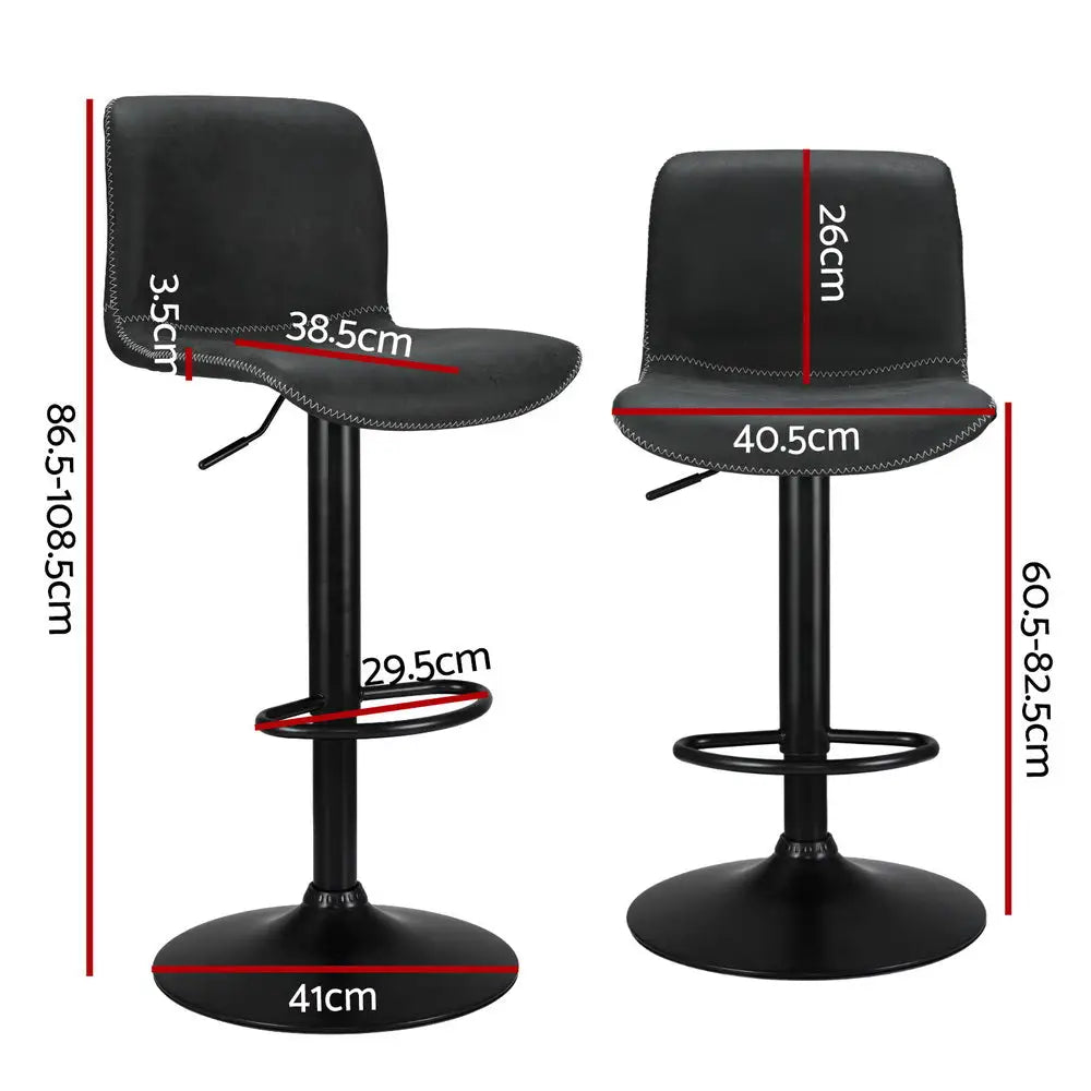 Artiss 4x Bar Stools Kitchen Swivel Gas Lift Chairs Black - Furniture > Bar Stools & Chairs > Table & Bar Stools