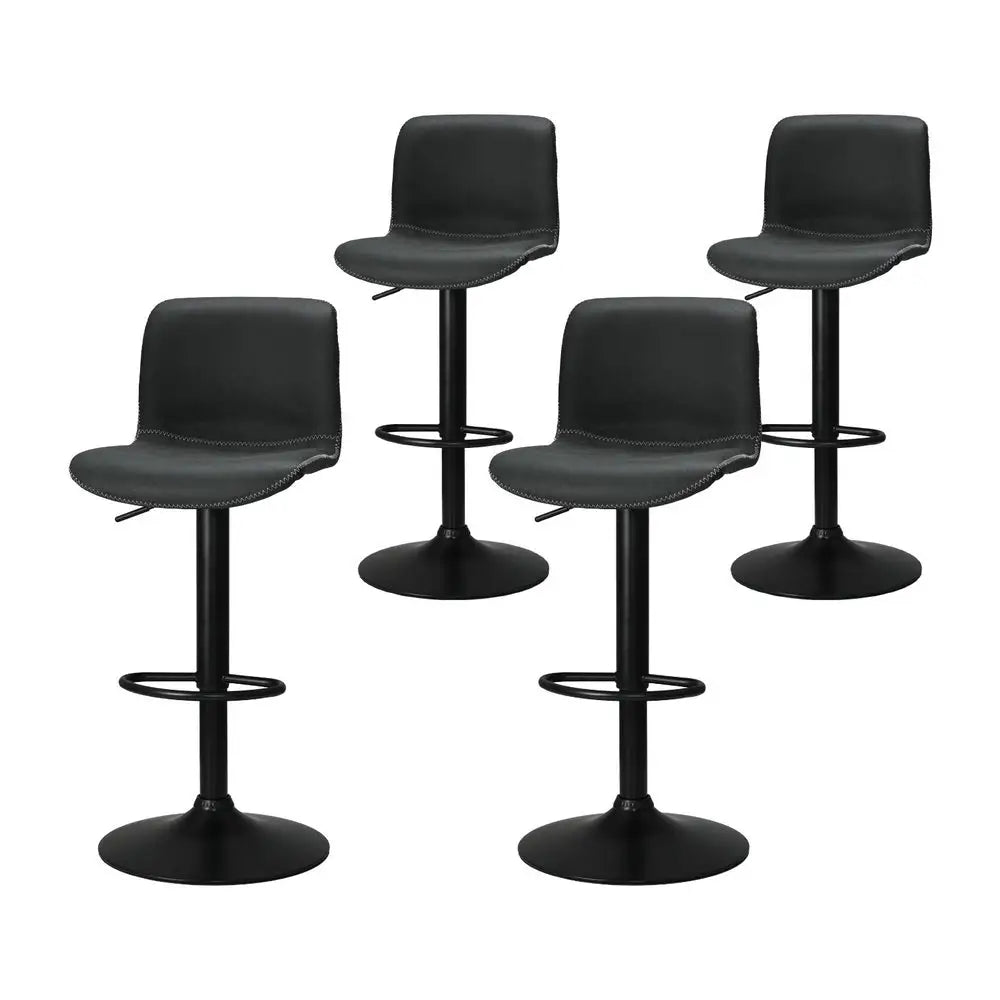 Artiss 4x Bar Stools Kitchen Swivel Gas Lift Chairs Black - Furniture > Bar Stools & Chairs > Table & Bar Stools