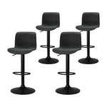 Artiss 4x Bar Stools Kitchen Swivel Gas Lift Chairs Black - Furniture > Bar Stools & Chairs > Table & Bar Stools