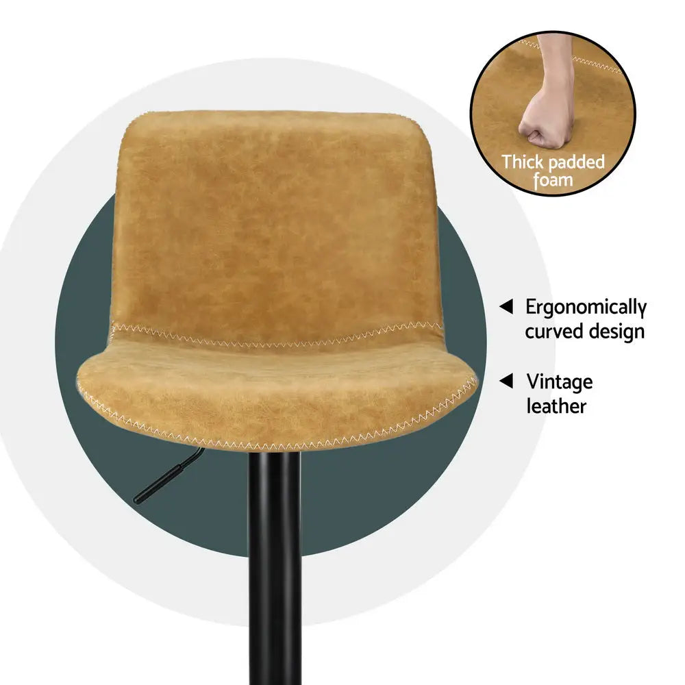 Artiss 4x Bar Stools Kitchen Swivel Gas Lift Chairs Brown - Furniture > Bar Stools & Chairs > Table & Bar Stools