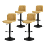 Artiss 4x Bar Stools Kitchen Swivel Gas Lift Chairs Brown - Furniture > Bar Stools & Chairs > Table & Bar Stools
