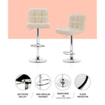 Artiss 4x Bar Stools Leather Gas Lift Beige - Furniture > Bar Stools & Chairs