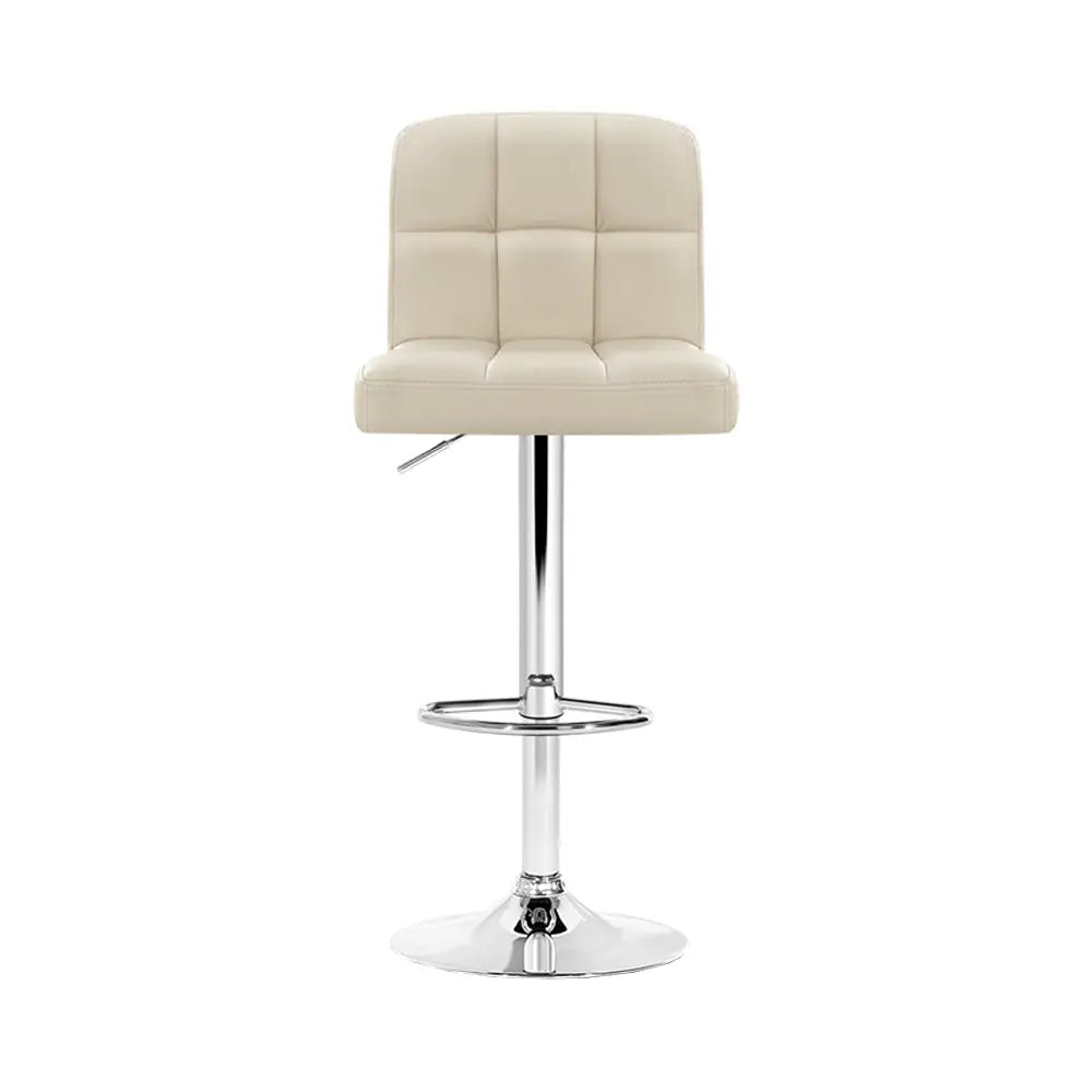 Artiss 4x Bar Stools Leather Gas Lift Beige - Furniture > Bar Stools & Chairs